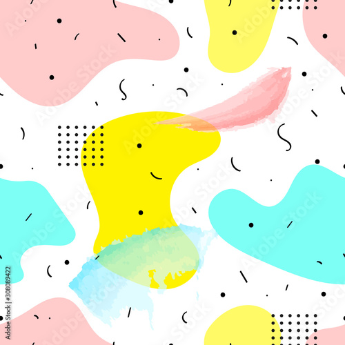 seamless pattern. abstract vector background. yellow, blue and pink liquid
