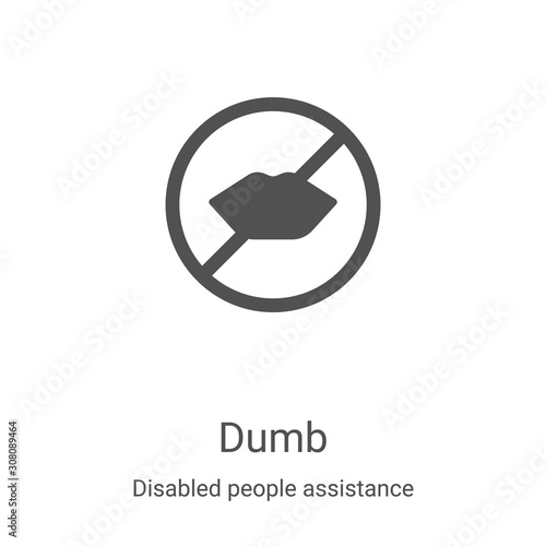 dumb icon vector from disabled people assistance collection. Thin line dumb outline icon vector illustration. Linear symbol for use on web and mobile apps, logo, print media