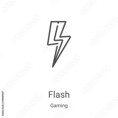 flash icon vector from gaming collection. Thin line flash outline icon vector illustration. Linear symbol for use on web and mobile apps, logo, print media