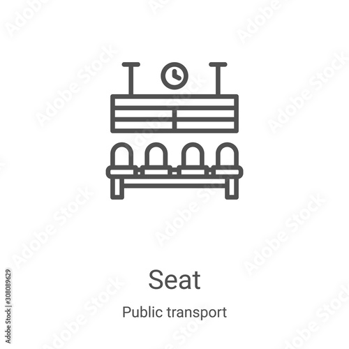 seat icon vector from public transport collection. Thin line seat outline icon vector illustration. Linear symbol for use on web and mobile apps, logo, print media