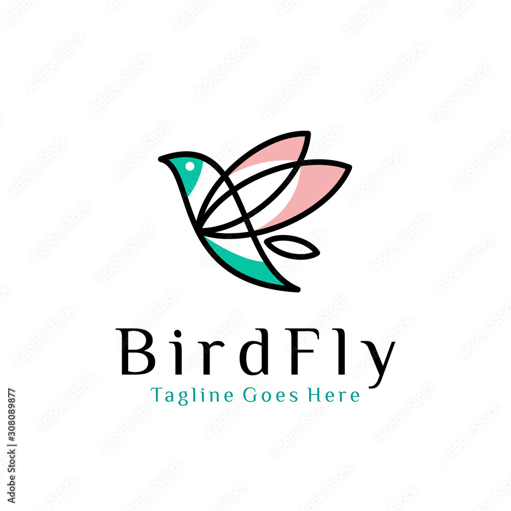flying bird logo design template with linear/line art concept style. vector illustration of bird in outline style flying bird logo design template with linear/line art concept style. vector illustration of bird in outline style