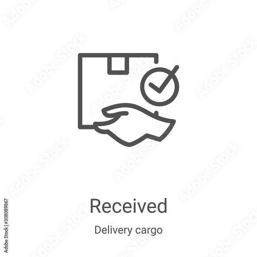 received icon vector from delivery cargo collection. Thin line received outline icon vector illustration. Linear symbol for use on web and mobile apps, logo, print media