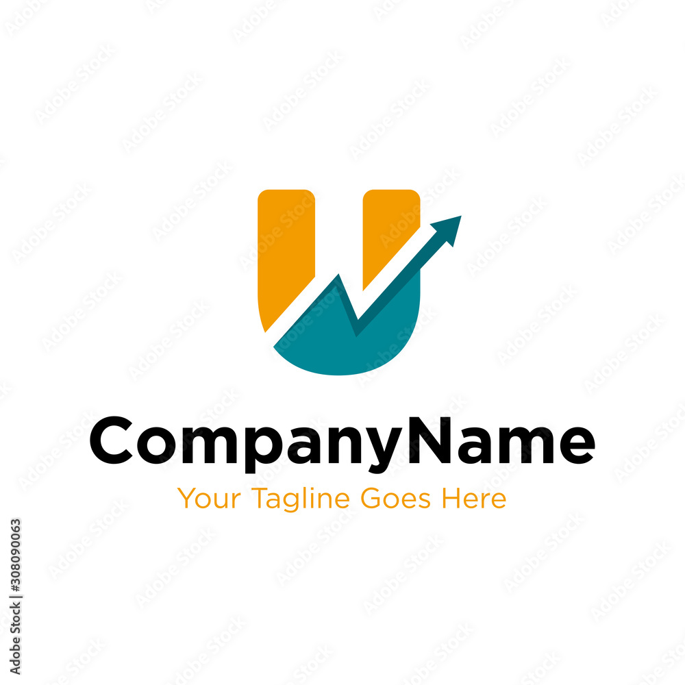 letter U trade marketing logo design vector. initial U and chart ...