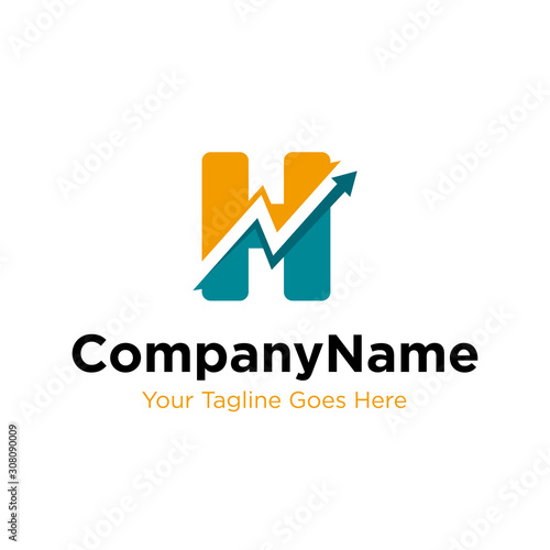 letter H trade marketing logo design vector. initial H and chart diagram graphic concept. company, corporate, business, finance symbol icon