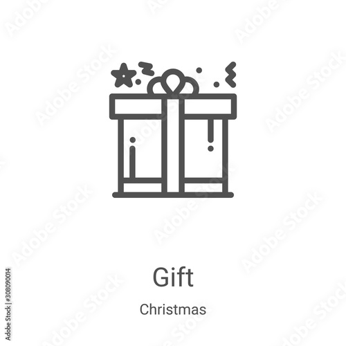 gift icon vector from christmas collection. Thin line gift outline icon vector illustration. Linear symbol for use on web and mobile apps, logo, print media
