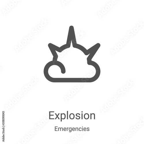 explosion icon vector from emergencies collection. Thin line explosion outline icon vector illustration. Linear symbol for use on web and mobile apps, logo, print media