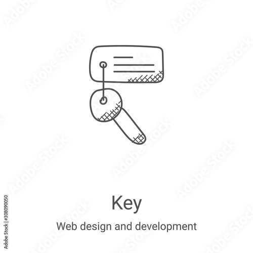 key icon vector from web design and development collection. Thin line key outline icon vector illustration. Linear symbol for use on web and mobile apps, logo, print media