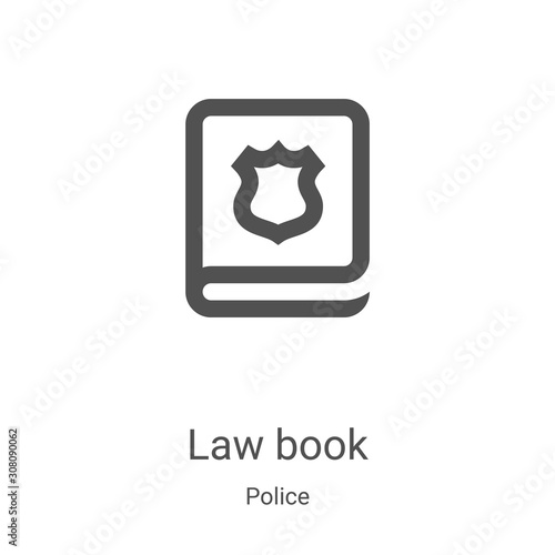 law book icon vector from police collection. Thin line law book outline icon vector illustration. Linear symbol for use on web and mobile apps, logo, print media
