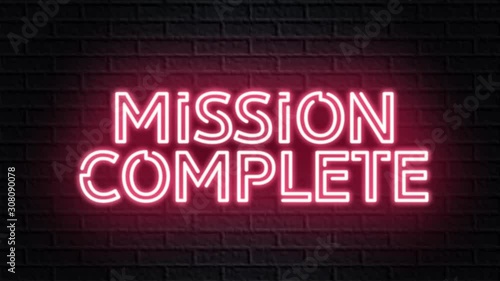 red neon video animation mission complete