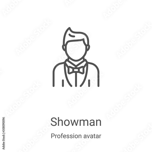 showman icon vector from profession avatar collection. Thin line showman outline icon vector illustration. Linear symbol for use on web and mobile apps, logo, print media