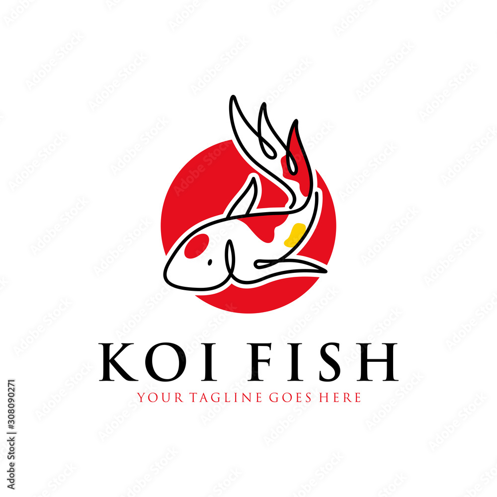 japanese koi fish logo with line art, monoline, outline concept design vector template illustration. aquarium, business symbol icon japanese koi fish logo with line art, monoline, outline concept design vector template illustration. aquarium, business symbol icon