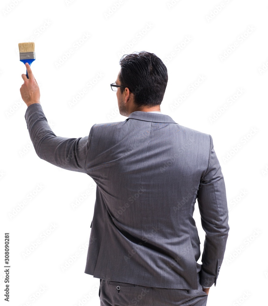 Businessman painter isolated on white background Businessman painter isolated on white background