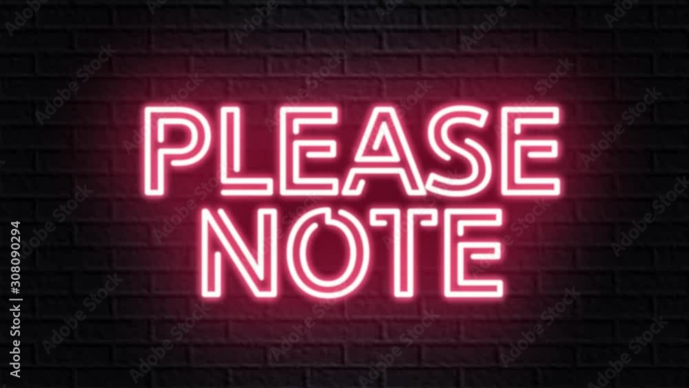 red neon video animation please note red neon video animation please note