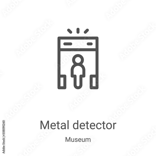 metal detector icon vector from museum collection. Thin line metal detector outline icon vector illustration. Linear symbol for use on web and mobile apps, logo, print media