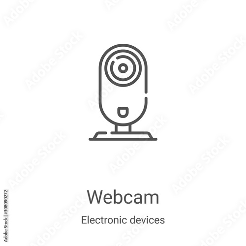 webcam icon vector from electronic devices collection. Thin line webcam outline icon vector illustration. Linear symbol for use on web and mobile apps, logo, print media