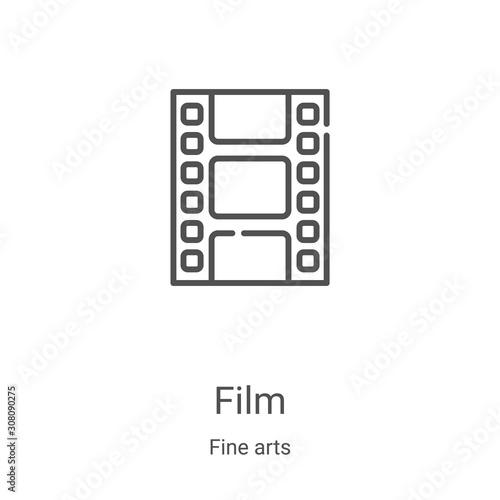 film icon vector from fine arts collection. Thin line film outline icon vector illustration. Linear symbol for use on web and mobile apps, logo, print media