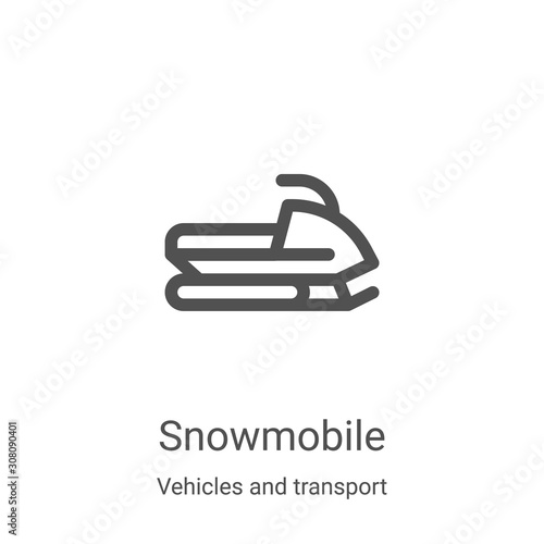 snowmobile icon vector from vehicles and transport collection. Thin line snowmobile outline icon vector illustration. Linear symbol for use on web and mobile apps, logo, print media