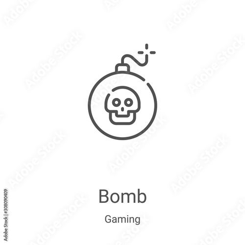 bomb icon vector from gaming collection. Thin line bomb outline icon vector illustration. Linear symbol for use on web and mobile apps, logo, print media