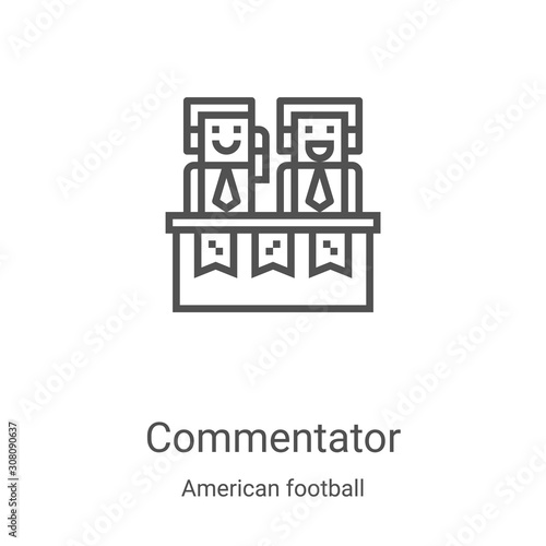 commentator icon vector from american football collection. Thin line commentator outline icon vector illustration. Linear symbol for use on web and mobile apps, logo, print media