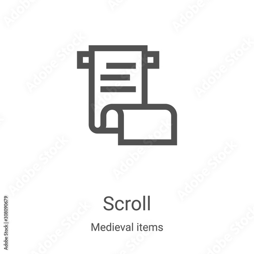scroll icon vector from medieval items collection. Thin line scroll outline icon vector illustration. Linear symbol for use on web and mobile apps, logo, print media