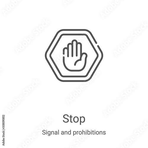 stop icon vector from signal and prohibitions collection. Thin line stop outline icon vector illustration. Linear symbol for use on web and mobile apps, logo, print media