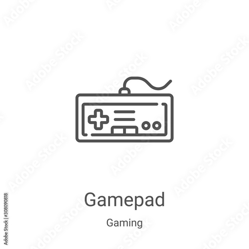 gamepad icon vector from gaming collection. Thin line gamepad outline icon vector illustration. Linear symbol for use on web and mobile apps, logo, print media