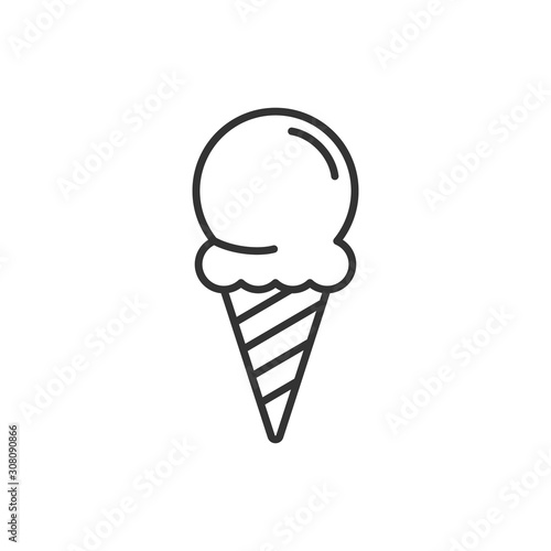 Ice cream icon in flat style. Sundae vector illustration on white isolated background. Sorbet dessert business concept.