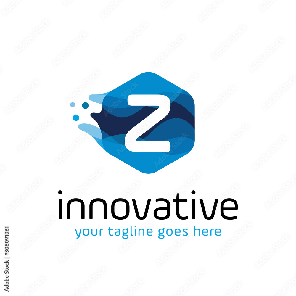 modern letter Z technology logo design vector with hexagon and blue wave motion concept. multimedia, digital, innovation, creative industry symbol icon modern letter Z technology logo design vector with hexagon and blue wave motion concept. multimedia, digital, innovation, creative industry symbol icon