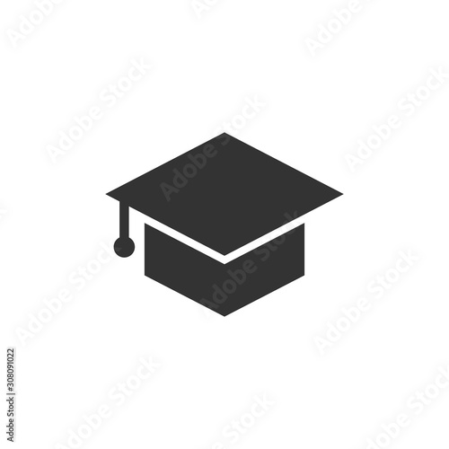 Wallpaper Mural Graduation hat icon in flat style. Student cap vector illustration on white isolated background. University business concept. Torontodigital.ca