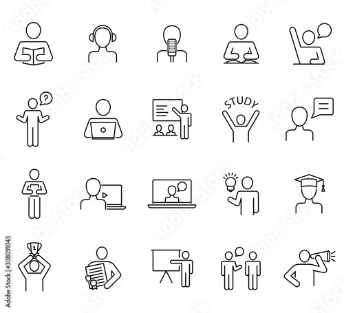Education, study, learning vector icons set