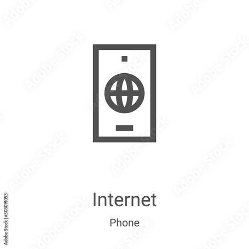 internet icon vector from phone collection. Thin line internet outline icon vector illustration. Linear symbol for use on web and mobile apps, logo, print media