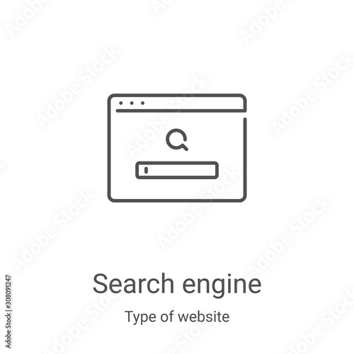 search engine icon vector from type of website collection. Thin line search engine outline icon vector illustration. Linear symbol for use on web and mobile apps, logo, print media