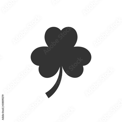 Three leaf clover icon in flat style. St Patricks Day vector illustration on white isolated background. Flower shape business concept.