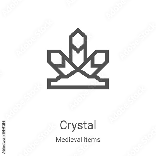 crystal icon vector from medieval items collection. Thin line crystal outline icon vector illustration. Linear symbol for use on web and mobile apps, logo, print media