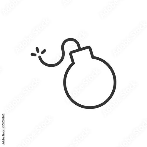 Bomb icon in flat style. Dynamite vector illustration on white isolated background. C4 tnt business concept.