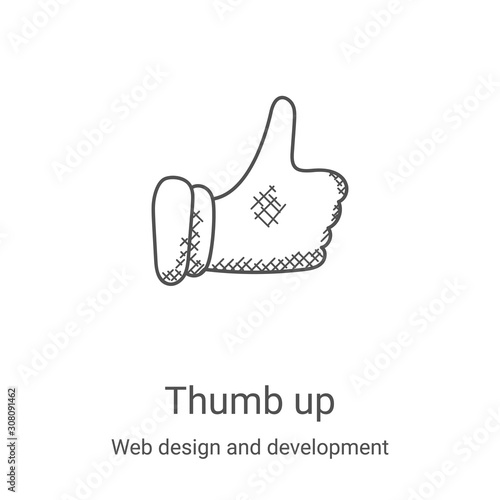 thumb up icon vector from web design and development collection. Thin line thumb up outline icon vector illustration. Linear symbol for use on web and mobile apps, logo, print media