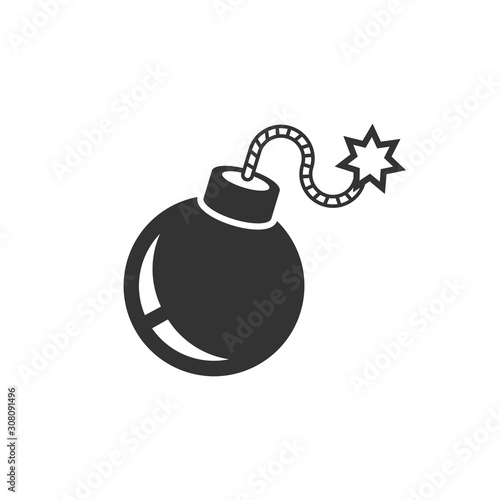 Bomb icon in flat style. Dynamite vector illustration on white isolated background. C4 tnt business concept.