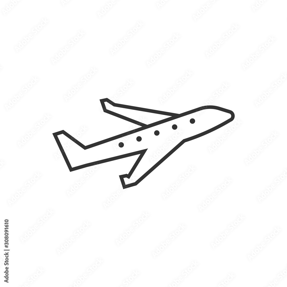 Plane icon in flat style. Airplane vector illustration on white isolated background. Flight airliner business concept. Plane icon in flat style. Airplane vector illustration on white isolated background. Flight airliner business concept.