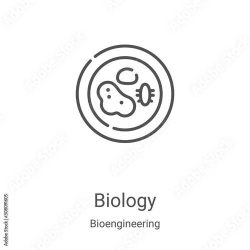 biology icon vector from bioengineering collection. Thin line biology outline icon vector illustration. Linear symbol for use on web and mobile apps, logo, print media