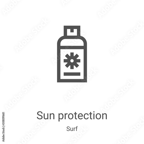 sun protection icon vector from surf collection. Thin line sun protection outline icon vector illustration. Linear symbol for use on web and mobile apps, logo, print media
