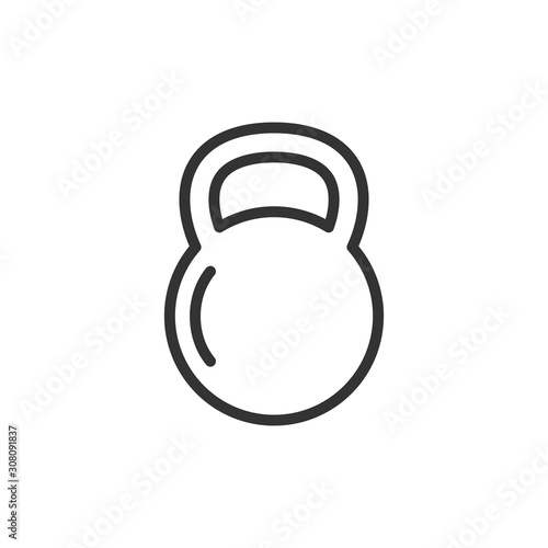 Kettlebell icon in flat style. Barbell sport equipment vector illustration on white isolated background. Dumbbell business concept.