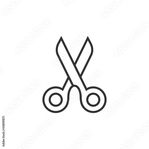 Scissor icon in flat style. Cut equipment vector illustration on white isolated background. Cutter business concept.