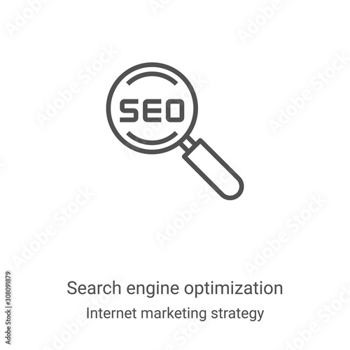 search engine optimization icon vector from internet marketing strategy collection. Thin line search engine optimization outline icon vector illustration. Linear symbol for use on web and mobile apps,