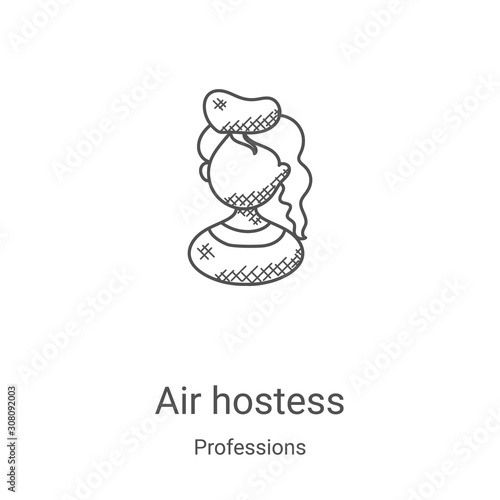 air hostess icon vector from professions collection. Thin line air hostess outline icon vector illustration. Linear symbol for use on web and mobile apps, logo, print media