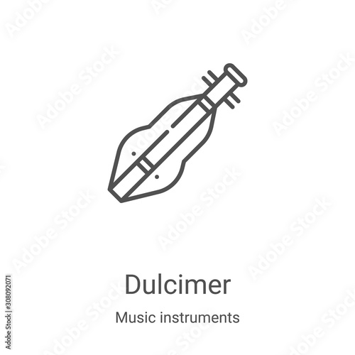 dulcimer icon vector from music instruments collection. Thin line dulcimer outline icon vector illustration. Linear symbol for use on web and mobile apps, logo, print media