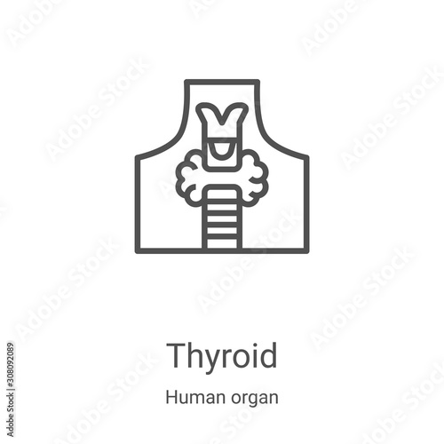 thyroid icon vector from human organ collection. Thin line thyroid outline icon vector illustration. Linear symbol for use on web and mobile apps, logo, print media