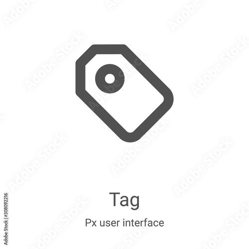 tag icon vector from px user interface collection. Thin line tag outline icon vector illustration. Linear symbol for use on web and mobile apps, logo, print media