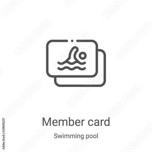 member card icon vector from swimming pool collection. Thin line member card outline icon vector illustration. Linear symbol for use on web and mobile apps, logo, print media