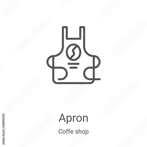 apron icon vector from coffe shop collection. Thin line apron outline icon vector illustration. Linear symbol for use on web and mobile apps, logo, print media