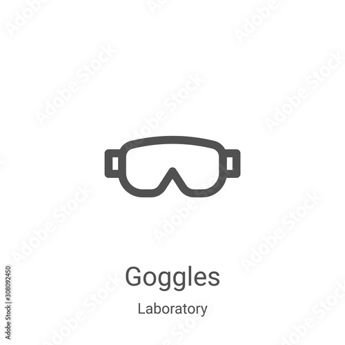 goggles icon vector from laboratory collection. Thin line goggles outline icon vector illustration. Linear symbol for use on web and mobile apps, logo, print media